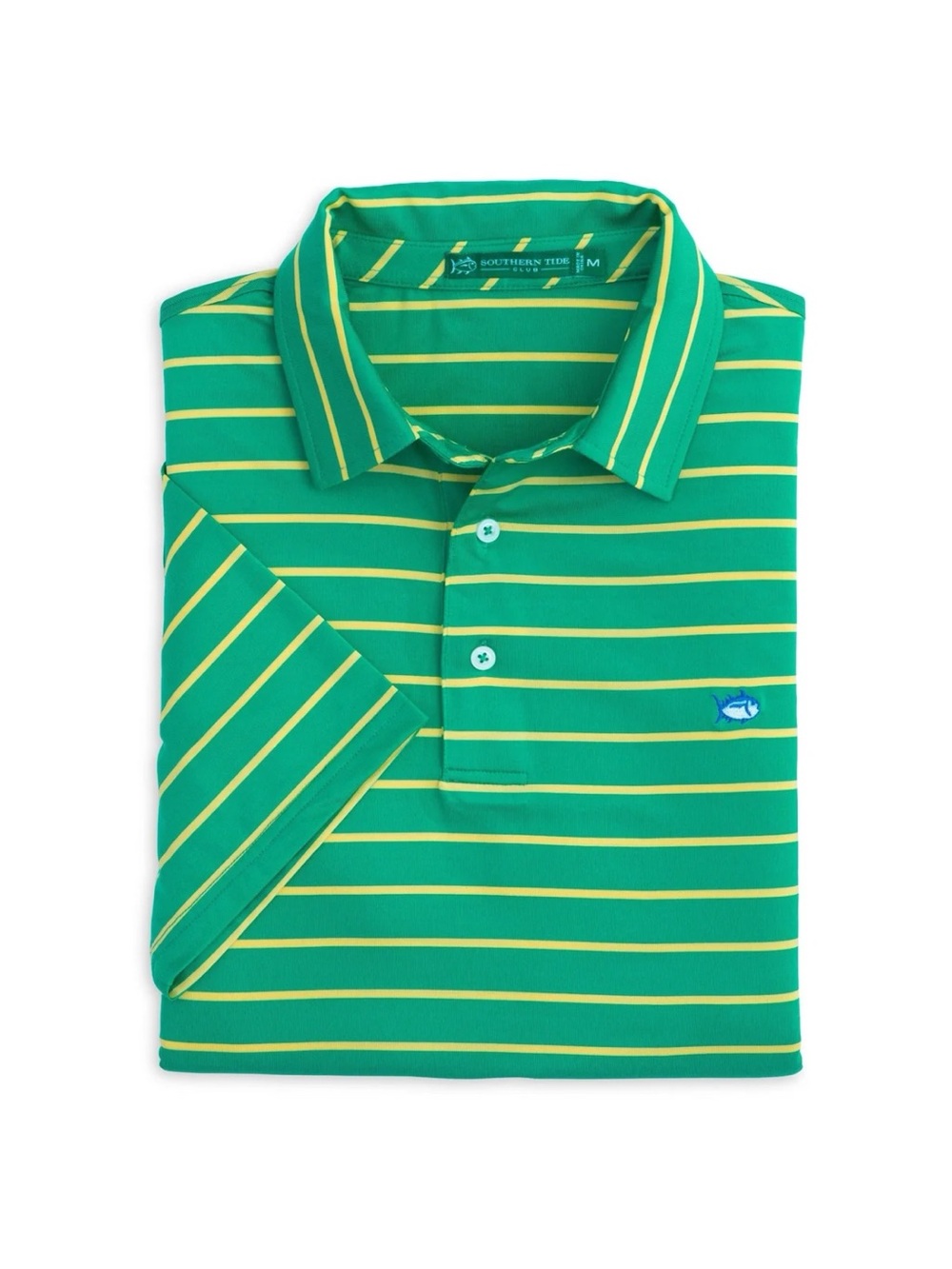 Southern Tide Driver Stripe Performance Polo in Augusta Green